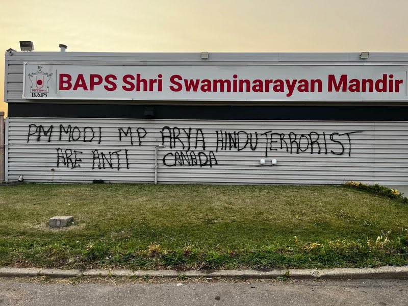 BAPS Hindu Temple Vandalized in Canada, India Demands Action