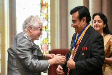 Senator awards Dr. Shukla Liberty Medal