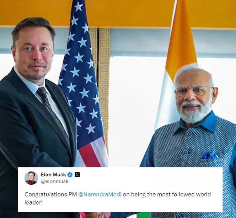 Elon Musk Congratulates PM Modi as He Tops X Followers Chart