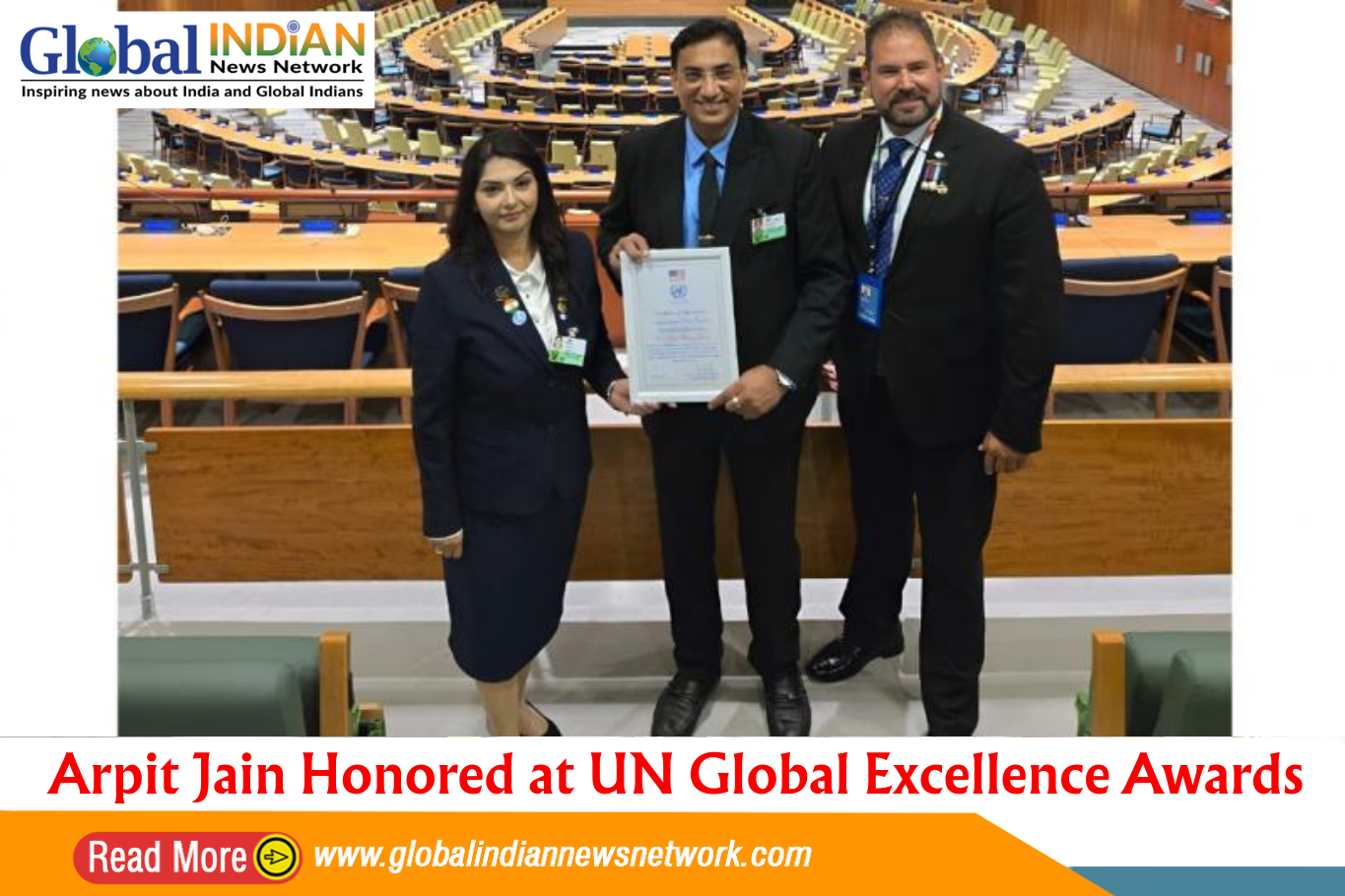  Arpit Jain Honored at UN Global Excellence Awards
