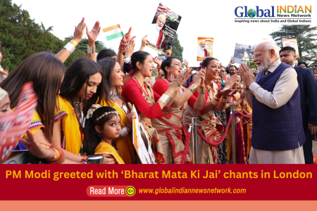 PM Modi greeted with ‘Bharat Mata Ki Jai’ chants in London