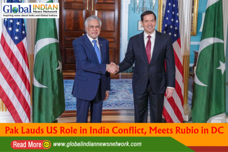 Pak Lauds US Role in India Conflict, Meets Rubio in DC
