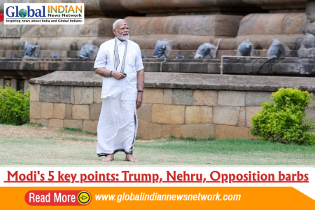 Modi's 5 key points: Trump, Nehru, Opposition barbs