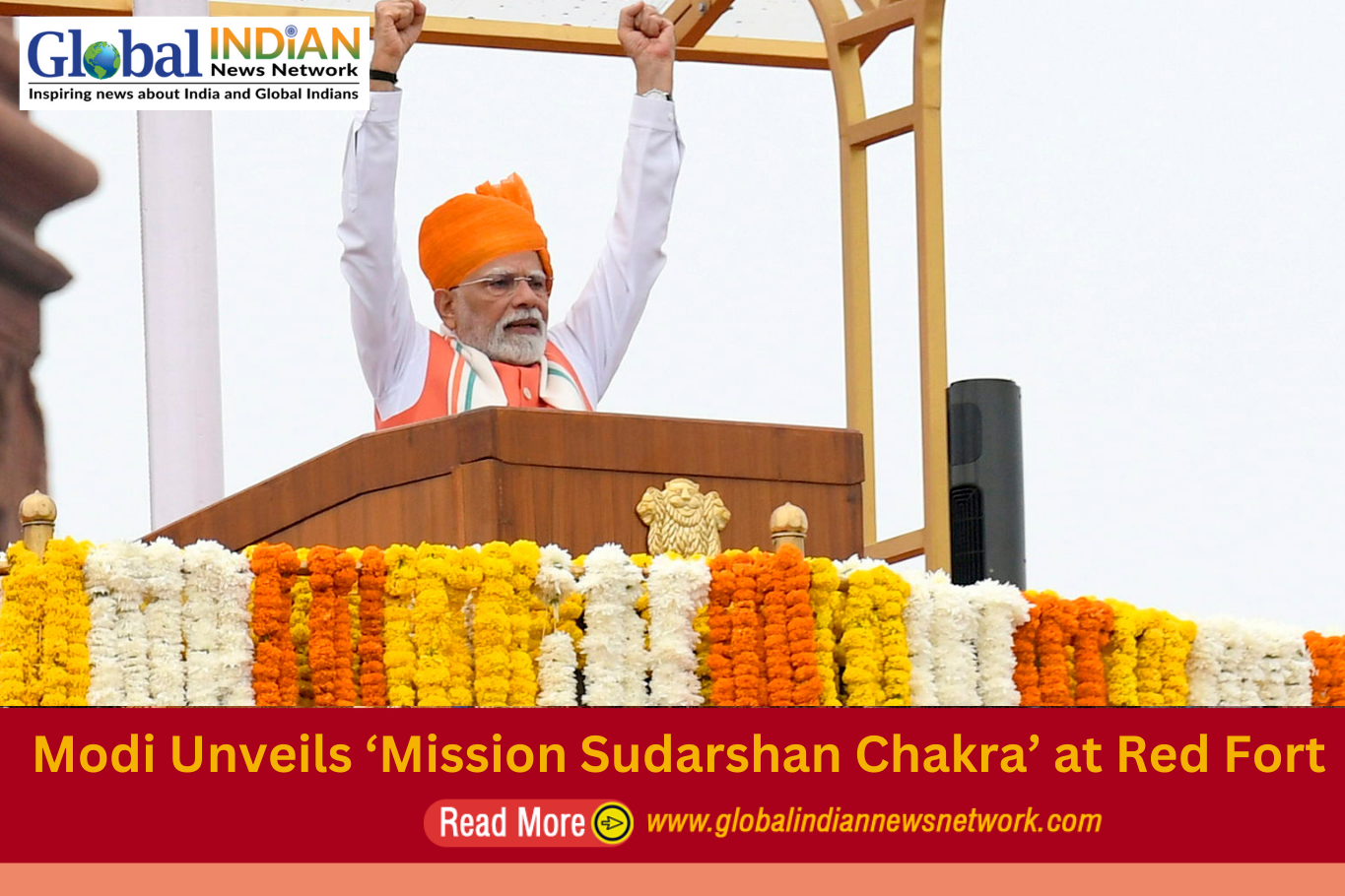  Modi Unveils ‘Mission Sudarshan Chakra’ at Red Fort