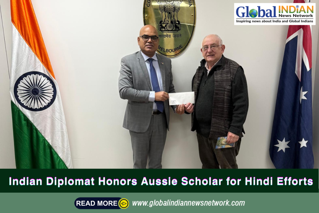 Indian Diplomat Honors Aussie Scholar for Hindi Efforts