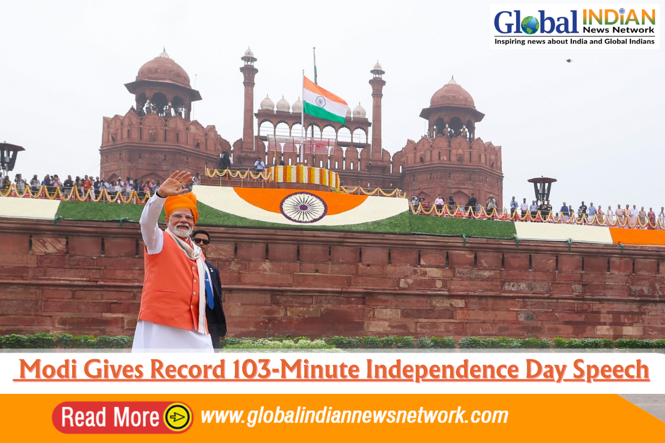  Modi Gives Record 103-Minute Independence Day Speech
