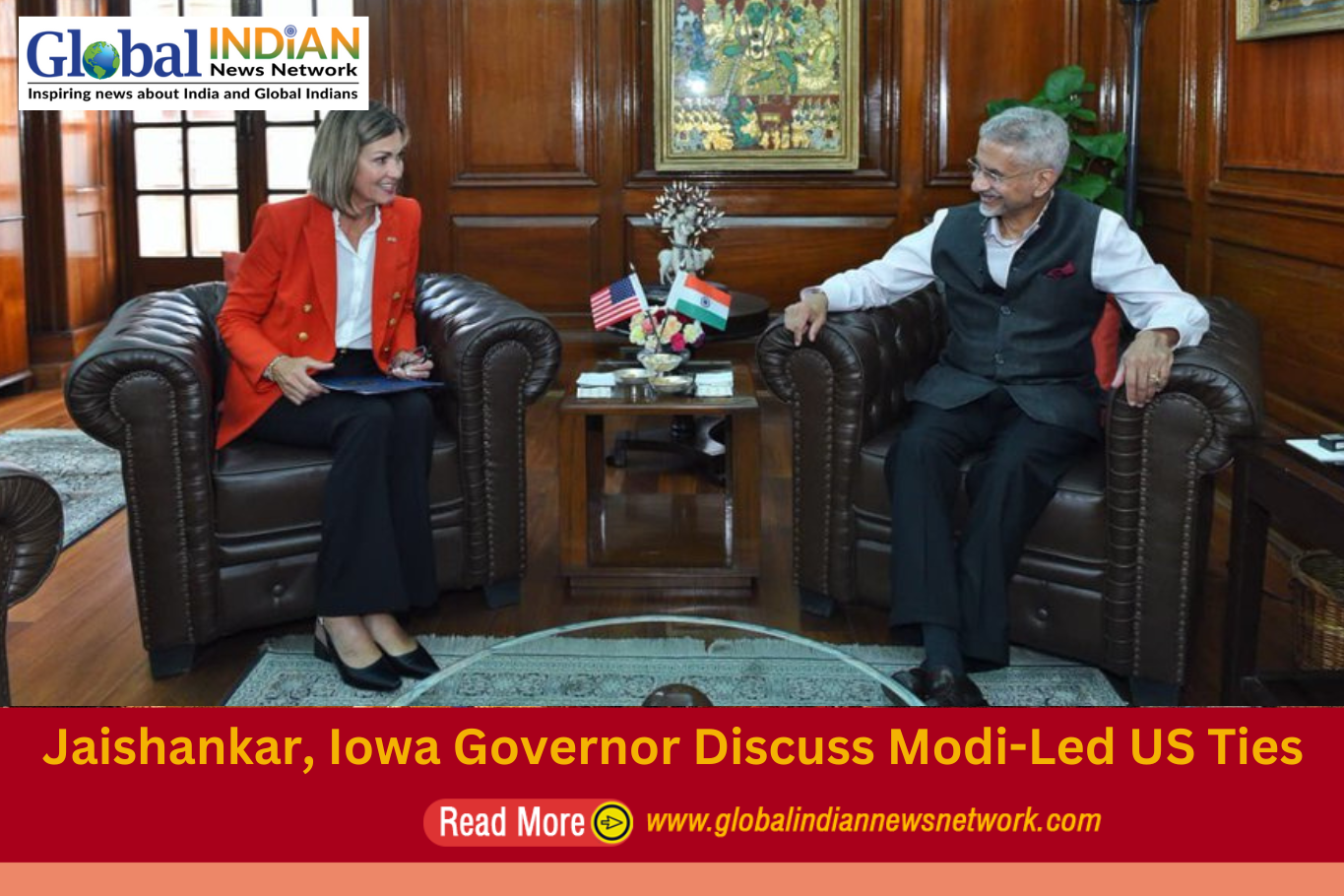  Jaishankar, Iowa Governor Discuss Modi-Led US Ties
