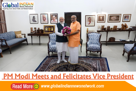 PM Modi Meets and Felicitates Vice President