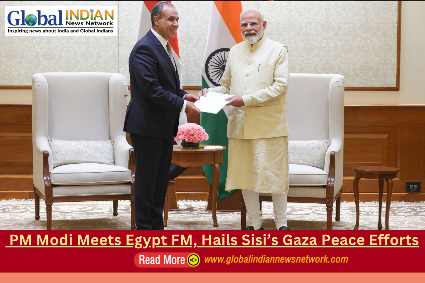  PM Modi Meets Egypt FM, Hails Sisi’s Gaza Peace Efforts
