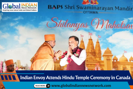 Indian Envoy Attends Hindu Temple Ceremony in Canada