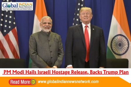 PM Modi Hails Israeli Hostage Release, Backs Trump Plan