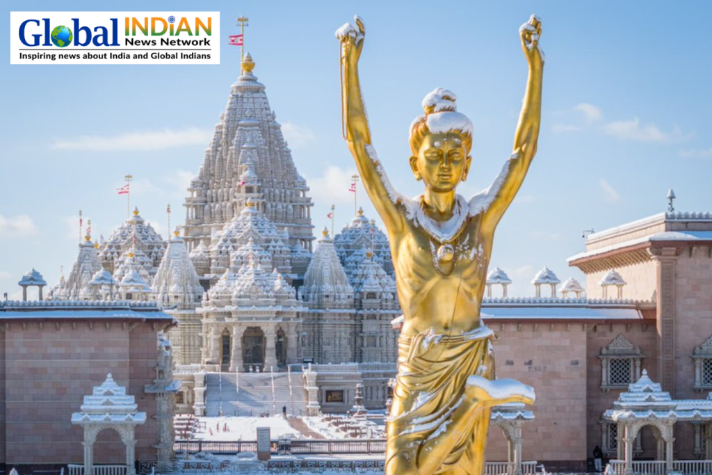 First Snowfall Transforms New Jersey Akshardham Temple