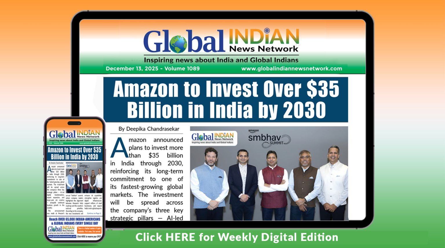 Amazon to Invest Over $35 Billion in India by 2030 & Weekly Summary of Global Indians