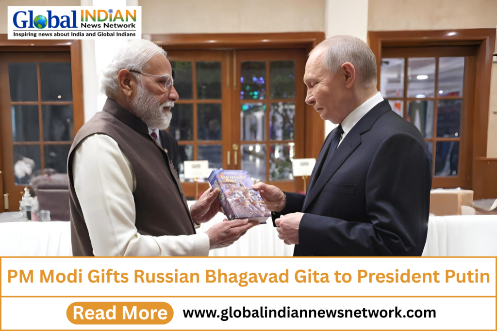 PM Modi Gifts Russian Bhagavad Gita to President Putin PM Modi Gifts Russian Bhagavad Gita to President Putin