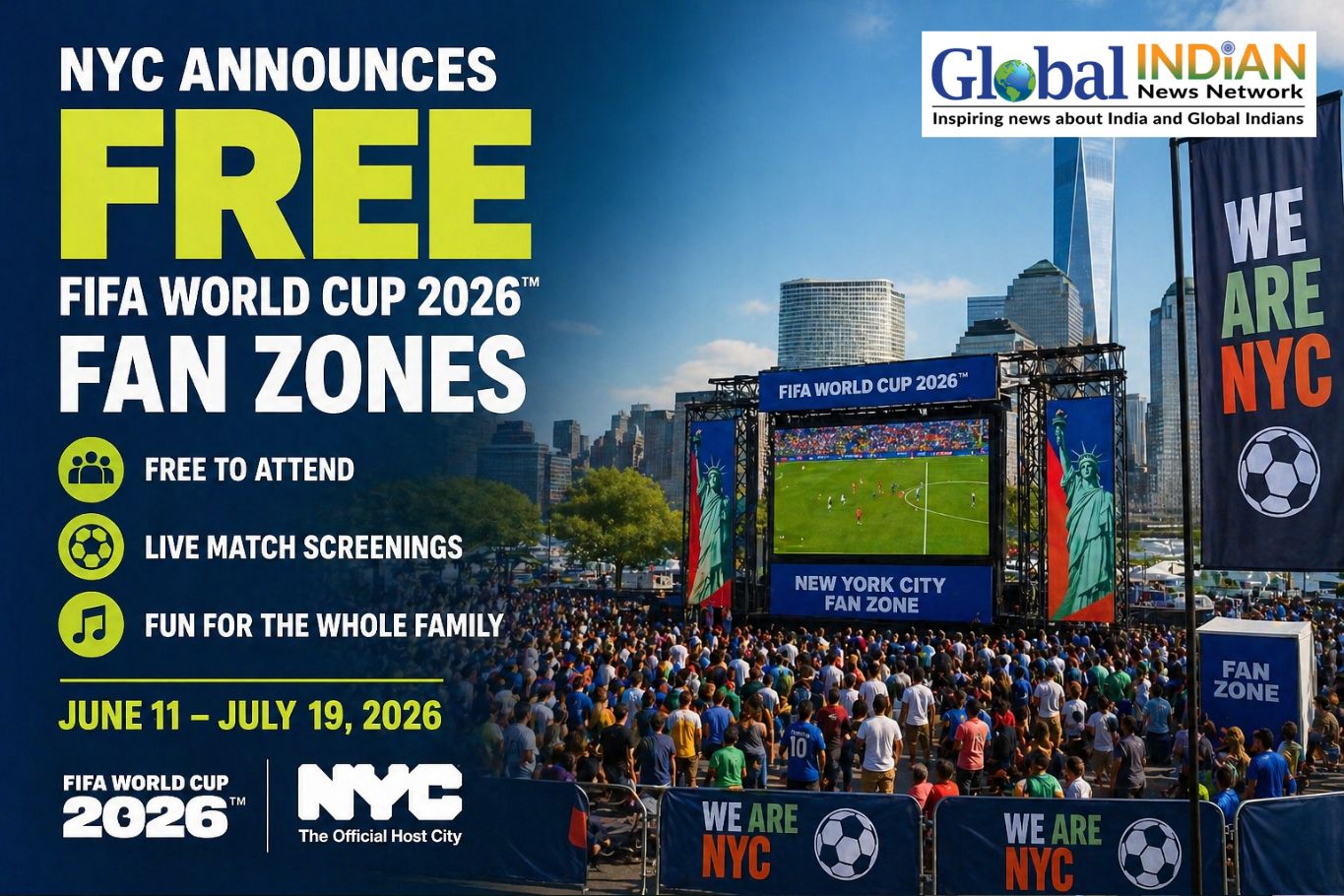 NYC announces free FIFA World Cup 2026 fan zones