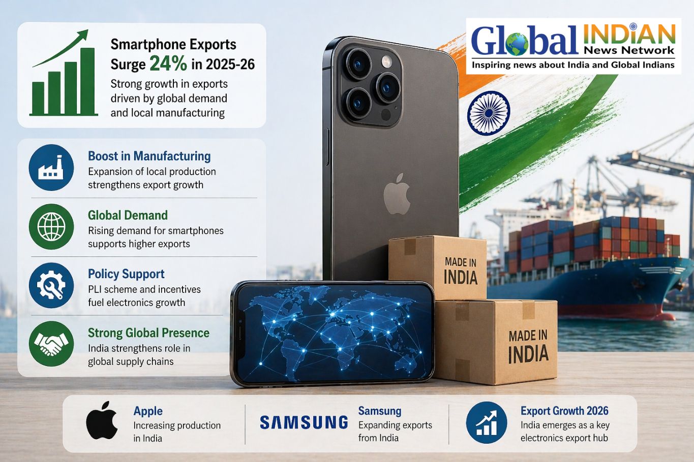Smartphones Lead India Export Growth Surge 2026