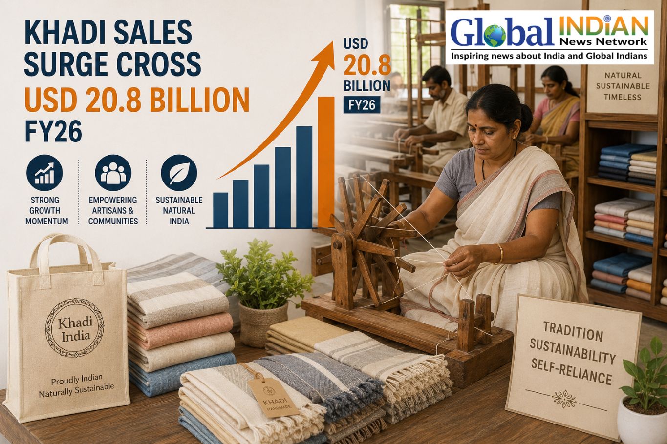 Khadi Sales Surge Cross USD 20.8 Billion FY26 Khadi Sales Surge Cross USD 20.8 Billion FY26