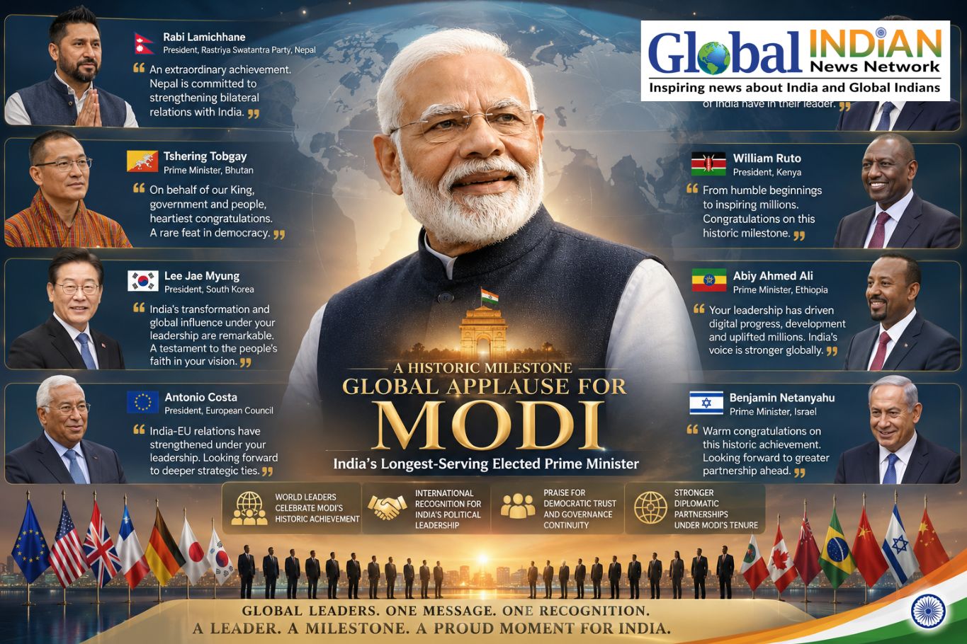 Global Leaders Applaud Modi’s Historic Political Milestone Global Leaders Applaud Modi's Historic Political Milestone