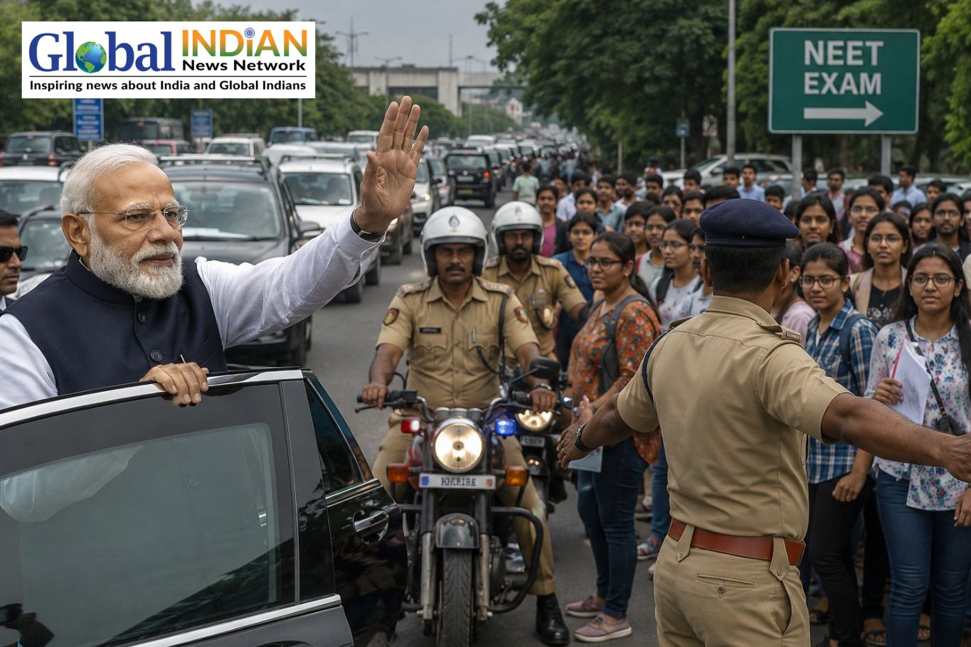 PM Modi Delays Exit to Aid NEET Exam Traffic