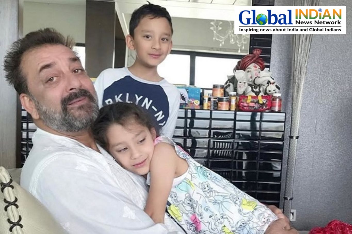 Sanjay Dutt Gets Birthday Love From Twins Sanjay Dutt Gets Birthday Love From Twins
