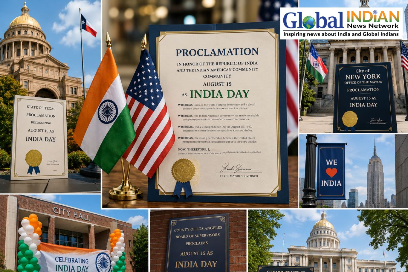 US States and Cities Proclaim August 15 as India Day