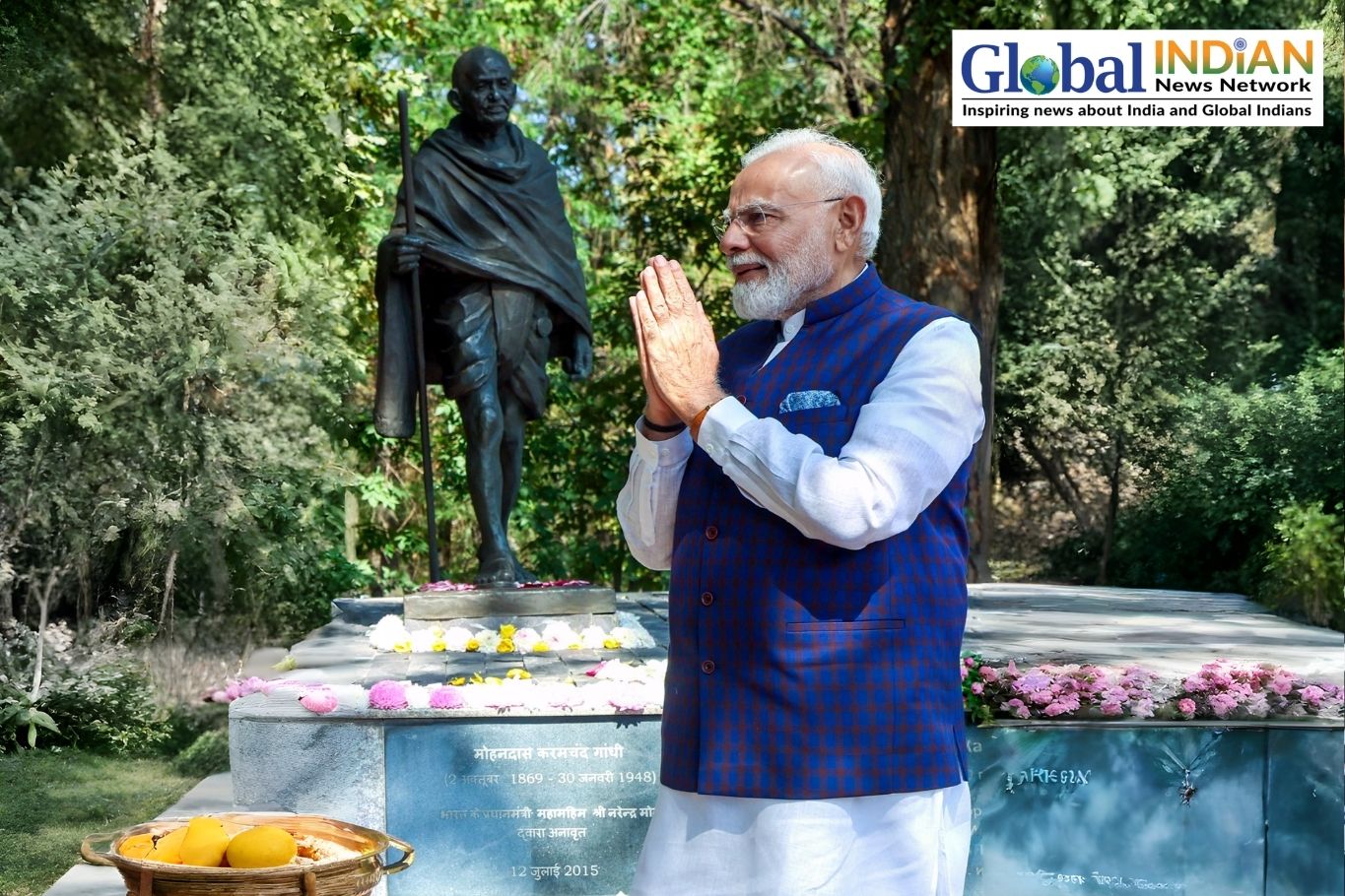 PM Modi Honors Gandhi at Bishkek Memorial PM Modi Honors Gandhi at Bishkek Memorial