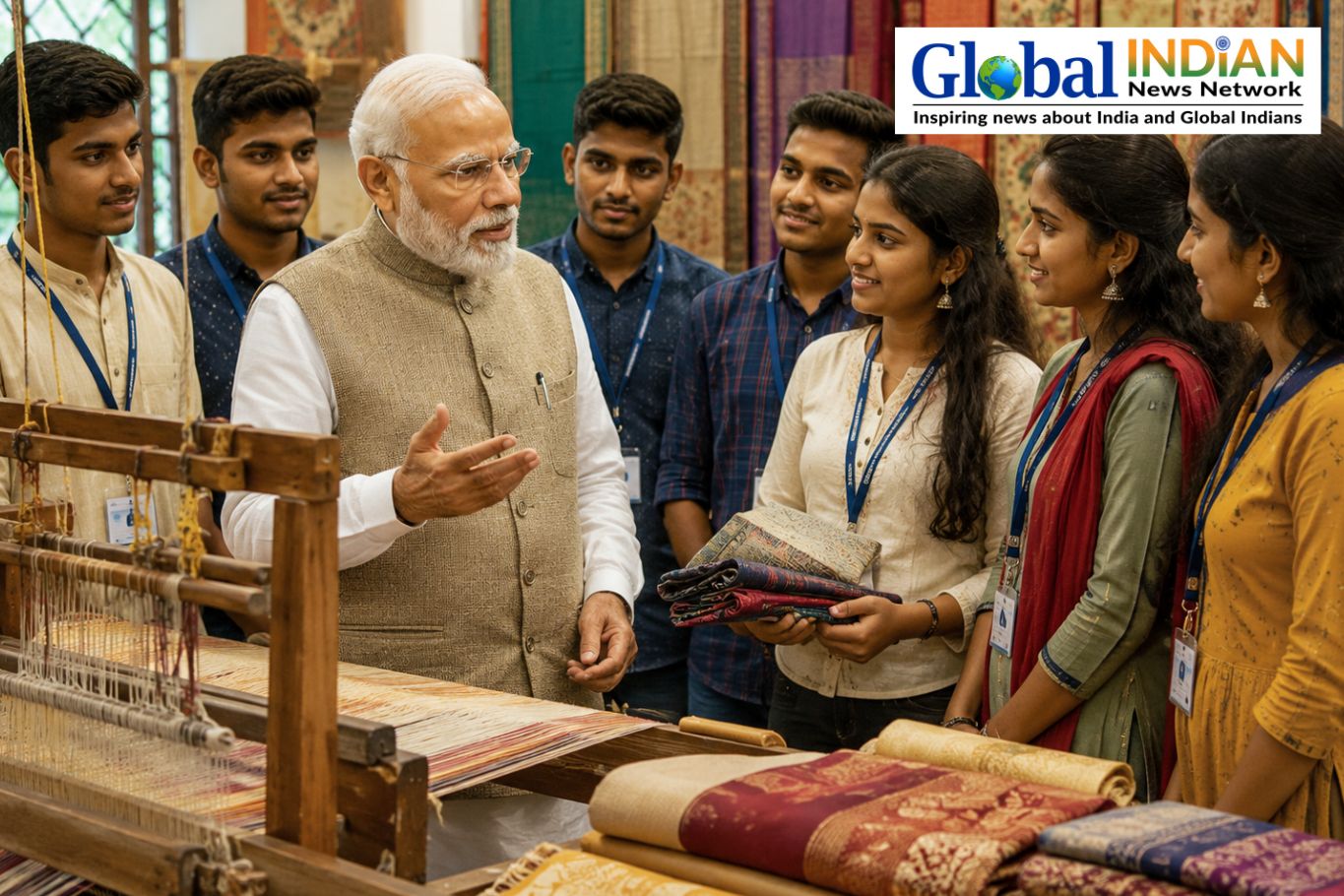 PM Modi Urges Youth to Promote Indian Handlooms PM Modi Urges Youth to Promote Indian Handlooms